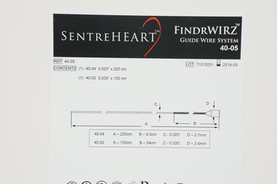 SentreHeart 40-05 FindrWirz Guide Wire 0.025inch x 220cm, 0.035inch x 150cm (x)